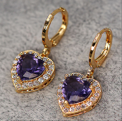 Vintage Pear Shape Purple Amethyst CZ White Gold Rhodium Drop/Dangle E –  TiaraBleu Fashion