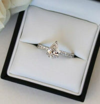 2 CT Pear Cut Diamond Wedding Women's Ring 14K White Gold Over On 925 Sterling Silver
