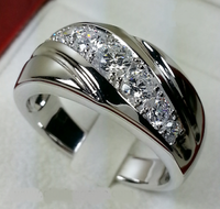 925 Sterling Silver 2 CT Round Cut Diamond Men's Wedding Band Ring