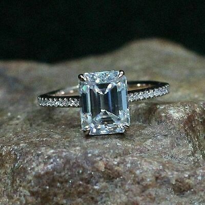 1 CT Emerald Cut Diamond 925 Sterling Sliver Women's Engagement Ring
