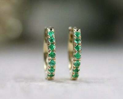 925 Sterling Sliver 2.50 CT Emerald Round Cut Diamond Women's Hoop Earrings
