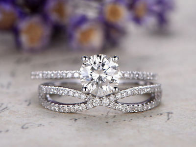 2 CT Round Cut Diamond Women's Wedding Bridal Ring Set 925 Sterling Silver