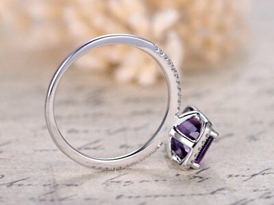 1 CT Emerald Cut Amethyst Solitaire Engagement Ring 925 Sterling Silver