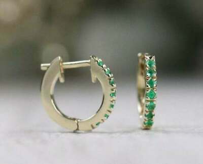 925 Sterling Sliver 2.50 CT Emerald Round Cut Diamond Women's Hoop Earrings
