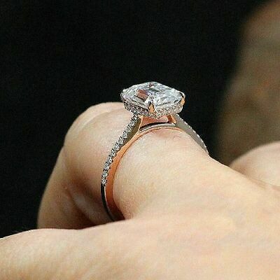 1 CT Emerald Cut Diamond 925 Sterling Sliver Women's Engagement Ring