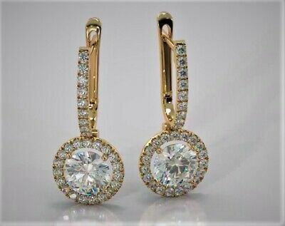 2 CT Round Cut Hoop Engagement Earring 925 Sterling Silver