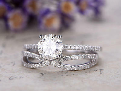 2 CT Round Cut Diamond Women's Wedding Bridal Ring Set 925 Sterling Silver