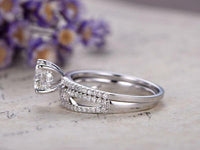 2 CT Round Cut Diamond Women's Wedding Bridal Ring Set 925 Sterling Silver