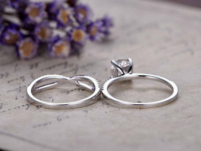 2 CT Round Cut Diamond Women's Wedding Bridal Ring Set 925 Sterling Silver