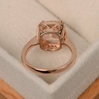 2 CT Cushion Cut Peach Morganite Solitaire Engagement Ring 925 Sterling Silver - atjewels.in