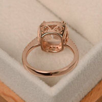 2 CT Cushion Cut Peach Morganite Solitaire Engagement Ring 925 Sterling Silver