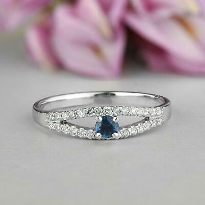1.50 CT Round Cut Blue Sapphire Ankh Eyes Band Wedding Ring 925 Sterling Silver