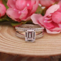2 CT Emerald Cut Diamond 925 Sterling Sliver Wedding Engagement Ring