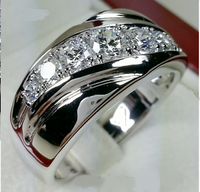 925 Sterling Silver 2 CT Round Cut Diamond Men's Wedding Band Ring