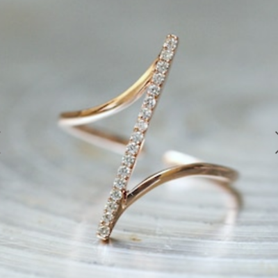 0.25 CT Round Cut Diamond 925 Sterling Silver Women Wedding Vertical Bar Ring