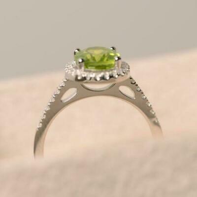 2.25 CT Oval Brilliant Cut Green Peridot Engagement Ring 925 Sterling Silver
