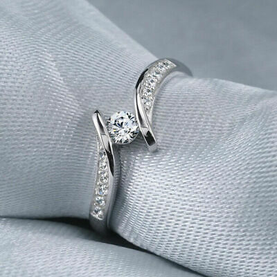 1 CT Round Cut White Sapphire Diamond 925 Sterling Silver Women Wedding Ring - atjewels.in