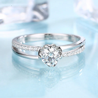 1 CT Round Cut Diamond 925 Sterling Silver Unique Flower Women Engagement Ring
