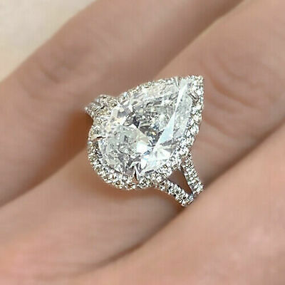 Valentine Special Forever One 3.00 CT Pear Cut Ring 925 Sterling Silver
