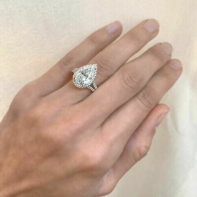 Valentine Special Forever One 3.00 CT Pear Cut Ring 925 Sterling Silver