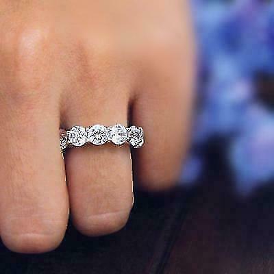 1 CT Round Diamond Eternity Engagement Wedding Band Ring 925 Sterling Silver