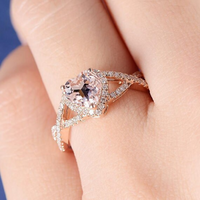 2.30 CT Heart Cut Peach Morganite Diamond Engagement Ring 925 Sterling Silver