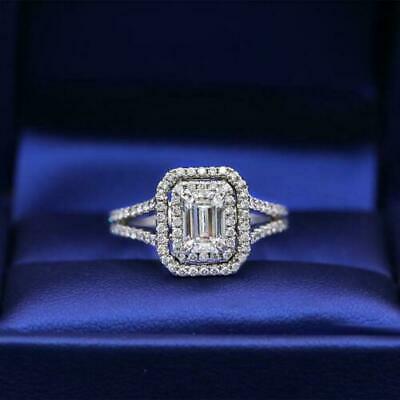 2 CT Emerald Cut Diamond 925 Sterling Sliver Halo Engagement Ring - atjewels.in