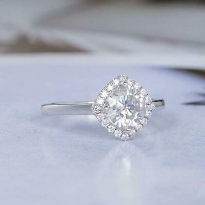 2 CT Cushion Cut Simulated Halo Wedding Ring 925 Sterling Silver