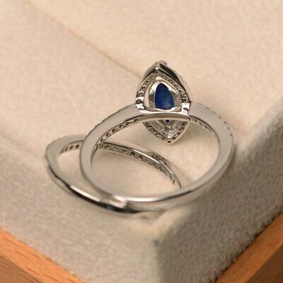 3 CT Marquise Cut Blue Sapphire Bridal Engagement Ring 925 Sterling Silver