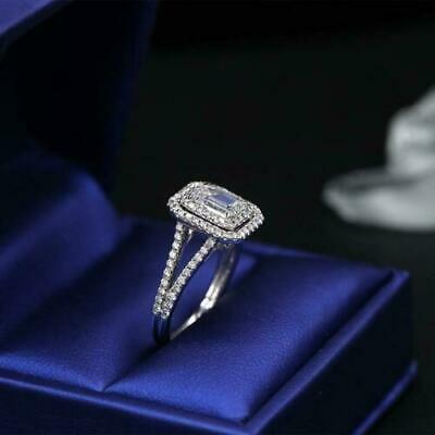 2 CT Emerald Cut Diamond 925 Sterling Sliver Halo Engagement Ring - atjewels.in