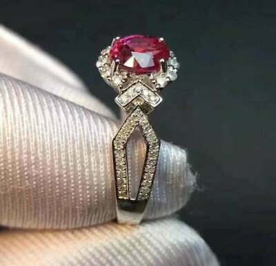 4 CT Oval Cut Pink Ruby 925 Sterling Silver Engagement Halo Women's Ring