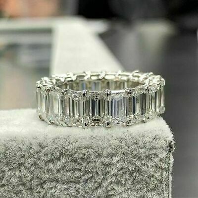 3 CT Emerald Cut Diamond Women Wedding Eternity Band 925 Sterling Silver