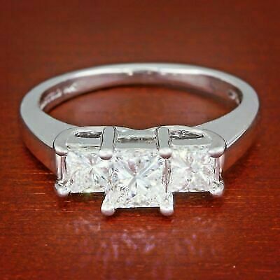 CT Princess cut Diamond Three Stone Wedding Ring 925 Sterling Silver
