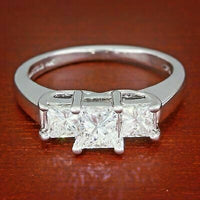 1 CT Princess cut Diamond Three Stone Wedding Ring 925 Sterling Silver