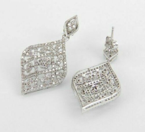 2.00 Ct Round Cut Diamond White Gold Finish On 925 Sterling Silver Dangle Wedding Earrings