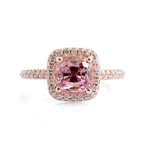 1 CT Pink Sapphire Diamond 925 Sterling Silver Women's Halo Anniversary Ring