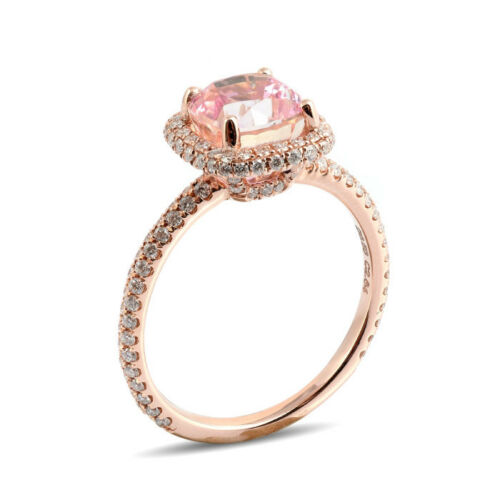 1 CT Pink Sapphire Diamond 925 Sterling Silver Women's Halo Anniversary Ring