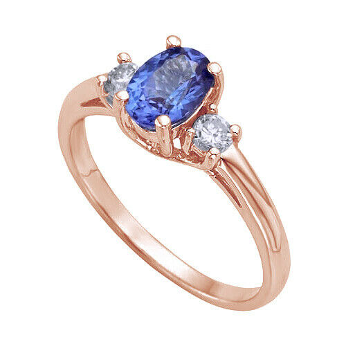 1 CT Oval Cut Tanzanite Diamond 925 Sterling Silver Three Stone Ring