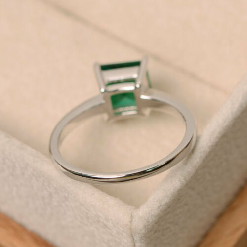 1 CT Princess Cut Emerald Diamond Solitaire Engagement Ring 925 Sterling Silver