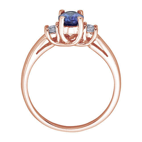 1 CT Oval Cut Tanzanite Diamond 925 Sterling Silver Three Stone Ring