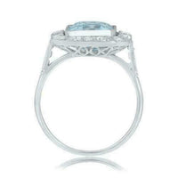 1 CT Emerald Cut Aquamarine Diamond 925 Sterling Silver Halo Engagement Ring