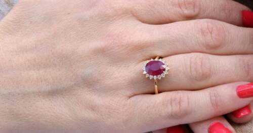 2 CT Oval Cut Red Ruby Diamond Solitaire Engagement Ring 925 Sterling Sliver
