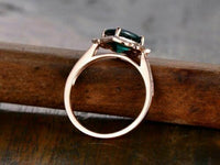 1 CT Cushion Cut Emerald Diamond Halo Wedding Ring 925 Sterling Silver