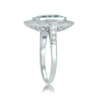 1 CT Emerald Cut Aquamarine Diamond 925 Sterling Silver Halo Engagement Ring