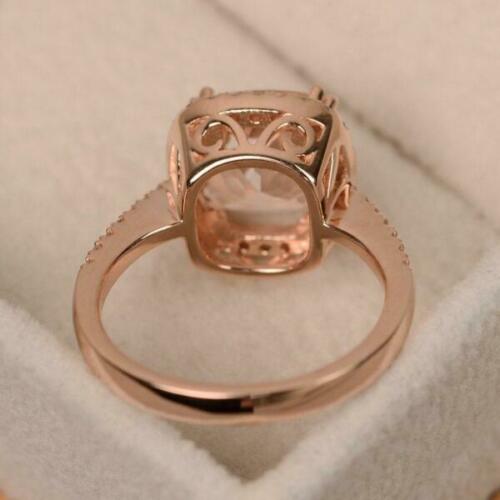2 CT Cushion Cut Pink Morganite Diamond 925 Sterling Sliver Finish Women Halo Engagement Ring