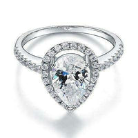 1 CT Pear Cut White Diamond 925 Sterling Silver Halo Engagement Ring