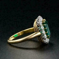 1 CT Emerald Cut Green Emerald Diamond Halo Wedding Ring 925 Sterling Silver