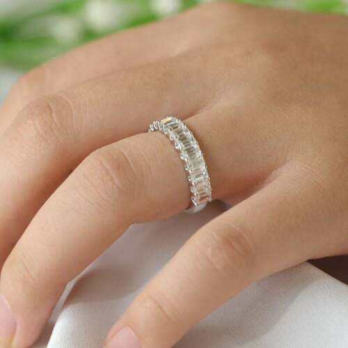 0.25 CT Half Eternity Wedding Ring Emerald Cut Diamond Anniversary gift Ring