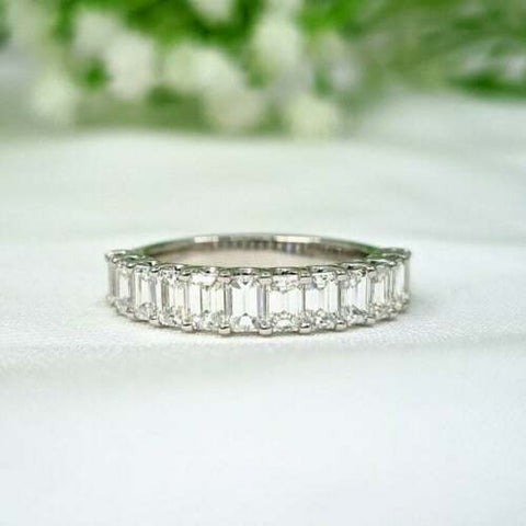 0.25 CT Half Eternity Wedding Ring Emerald Cut Diamond Anniversary gift Ring