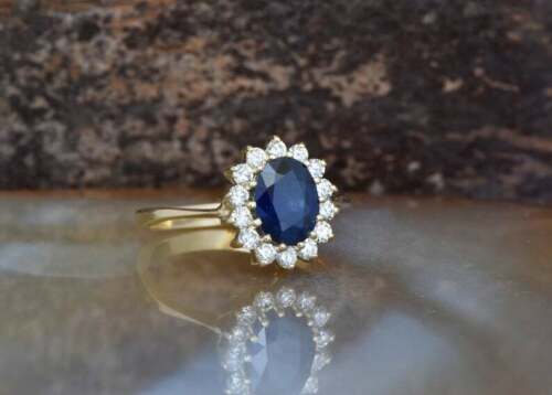 2 CT Oval Cut Sapphire Diamond Engagement Ring 925 Sterling Sliver